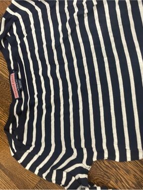 Vineyard Vines Navy and White Striped Tee with Pink Label